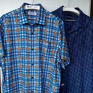 Tommy Bahama X2 Coconut Point Modal CoolMax & Silk Collared Shirt Recent Blue XL